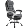 Image de Vinsetto Chaise de bureau avec repose-pieds, fauteuil direction, dossier réglable, revêtement en lin, gris