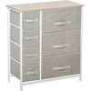 Image de HOMCOM Commode, Buffet, 7 tiroirs en tissu pliable, structure métallique, 63,5 x 30 x 71 cm, Gris clair