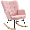 Image de HOMCOM Fauteuil à bascule rocking chair revêtement bouclette structure en acier 71 x 98 x 101 cm rose