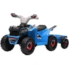 Image de HOMCOM Quad pour enfants, rechargeable, 2,5 km/h, avec remorque, 50 min d'autonomie, pour enfants de 1,5 à 3 ans, Bleu