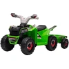 Image de HOMCOM Quad Enfant Rechargeable 2,5 km/h avec Remorque, Autonomie de 50 Min, pour Enfants de 1,5 à 3 ans, Vert