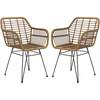 Image de HOMCOM Ensemble de 2 chaises de style bohème, chaises de cuisine, rotin PE, 56 x 60 x 79 cm, Naturel + Noir