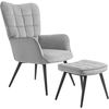 Image de HOMCOM Fauteuil de relaxation avec repose-pieds, ensemble de 2 pièces, Gris