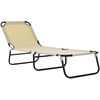 Image de Outsunny Chaise longue, dossier réglable sur 5 positions, séchage rapide, cadre en métal, 190 x 56 x 28 cm, crème
