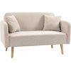 Image de HOMCOM Canapé 2 places Sofa Couch, Design moderne, avec 2 coussins, pieds en bois, 130 x 70 x 80 cm, Crème