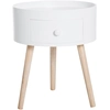 Image de HOMCOM Table basse avec tiroir, ronde, design scandinave, rebord de protection, bois, Ø38 x H45 cm, Blanc