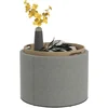 Image de HOMCOM Pouf Rembourré en Lin avec Rangement, Couvercle Reversible, 56 cm x 56 cm x 42 cm, Gris + Naturel