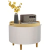 Image de HOMCOM Repose-Pieds Pouf, Peluche Teddy, Espace de Rangement Caché, Couvercle Réversible, 56 cm x 56 cm x 42 cm, Blanc