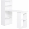 Image de HOMCOM Bureau Bureau d'ordinateur, 2 Étagères, 5 Étagères, 120 cm x 55 cm x 120 cm, Blanc