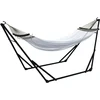Image de Outsunny Support de Hamac avec Hamac, 263 cm x 89 cm x 100 cm, Noir + Blanc