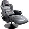 Image de HOMCOM Fauteuil Gaming, Fonction Massage, dossier inclinable, repose-pieds, jusqu'à 120 kg, cadre en acier, simili cuir, Gris
