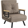 Image de HOMCOM Fauteuil convertible 3 en 1 lit 1 place dossier 5 positions, accoudoirs en bois et coussin, tissu effet velours, marron