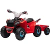 Image de HOMCOM Quad électrique pour enfants avec remorque, 2,5 km/h, autonomie de 50 minutes, pour 1,5 à 3 ans, jusqu'à 25 kg, Rouge