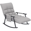 Image de HOMCOM Fauteuil à bascule, dossier et repose-pieds réglables, poche latérale, revêtement en microfibre, cadre métallique, gris