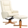Image de HOMCOM Fauteuil inclinable avec repose-pieds, revêtement en similicuir, jusqu'à 150 kg, 71 x 84 x 102 cm, Crème