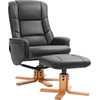 Image de HOMCOM Fauteuil inclinable avec repose-pieds, fonction inclinable, revêtement en similicuir, jusqu'à 150 kg, 71 x 84 x 102 cm, Noir