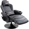 Image de HOMCOM Fauteuil de gaming, fonction massage, dossier inclinable, repose-pieds, jusqu'à 120 kg, cadre en acier, simili cuir, Noir
