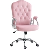 Image de Vinsetto Chaise de Bureau, dossier inclinable, hauteur réglable, aspect velours, jusqu'à 120 kg, Rose