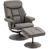 Image de HOMCOM Fauteuil de relaxation avec repose-pieds, dossier inclinable, similicuir, jusqu'à 150 kg, Gris
