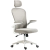 Image de Vinsetto Fauteuil de bureau, appuie-tête pivotant, réglable en hauteur, support lombaire, revêtement respirant, jusqu'à 120kg, Gris