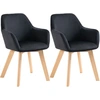 Image de HOMCOM Chaises de salle à manger, ensemble de 2, design moderne, aspect velours, bois caoutchouc, 54x57x80 cm, noir