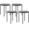 Image de HOMCOM Ensemble de 4 tabourets de cuisine, empilables, style velours, jusqu'à 100 kg, cadre en acier, 41,5 x 41,5 x 46 cm, Gris foncé