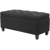 Image de HOMCOM Banc avec espace de rangement, coffre banc, polyester de type lin, bois de caoutchouc, Noir, 100 x 40 x 44 cm