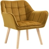 Image de HOMCOM Fauteuil rembourré, fauteuil d'appoint, design scandinave, aspect velours, jusqu'à 120 kg, pieds en bois de caoutchouc, jaune