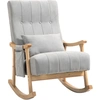 Image de HOMCOM Chaise à Bascule avec Coussin Lombaire, Assise Large, Cadre en Bois de hêtre, jusqu'à 120 kg, Gris