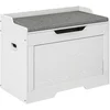 Image de HOMCOM Coffre de Rangement 103 Litres, Banc-Coffre avec Charnière de Sécurité, Coussin d'Assise, pour différentes pièces, Blanc