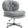 Image de HOMCOM Chaise de bureau sans accoudoirs, chaise de bureau confortable avec siège rembourré et hauteur réglable, Gris