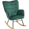 Image de HOMCOM Chaise à Bascule, Patins en Hêtre, Rembourrage Épais, Vert Foncé, Capacité de 120 kg