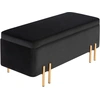 Image de HOMCOM Banquette, Banquette rembourrée avec rangement, Métal, Bois de caoutchouc, Mousse, 100 x 40 x 42 cm, Noir