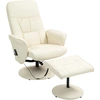 Image de HOMCOM Fauteuil de massage avec repose-pieds, Chaise ergonomique avec 10 points de vibrations, Similicuir, 76 x 81 x 105 cm, Blanc crème