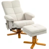 Image de HOMCOM Fauteuil de massage avec repose-pieds, inclinaison à 145°, en polyester, 80 x 86 x 99 cm, crème