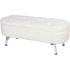 Image de HOMCOM Banc avec Espace de Rangement, Couvercle et Pieds en Métal pour Salon, Chambre à Coucher, Entrée, Blanc