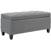 Image de HOMCOM Banc de rangement en polyester souple, bois de caoutchouc, 100 x 40 x 44 cm, Gris clair