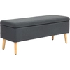 Image de HOMCOM Banc rembourré avec espace de rangement, banquette-lit en lin, bois de caoutchouc, 110 x 39 x 45 cm, Gris foncé