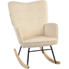 Image de HOMCOM Fauteuil à Bascule Vintage, Pieds Courbés, Rembourrage Épais, Hêtre & Acier, Beige