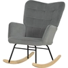 Image de HOMCOM Fauteuil à bascule vintage, bascule incurvée, rembourrage épais, bois de hêtre & acier, gris foncé