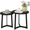 Image de HOMCOM Lot de 2 Tables Basses Modernes, Cadre en Métal, MDF, Design Rond, Empilable, Noir