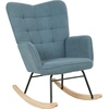 Image de HOMCOM Fauteuil à Bascule, forme ergonomique, patins en bois massif, capacité 120 kg, Bleu clair