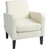 Image de HOMCOM Fauteuil individuel, fauteuil relax, fauteuil rembourré avec pieds en bois, tissu aspect lin, 66 x 72 x 74 cm, crème