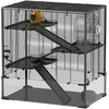 Image de PawHut Cage pour hamster avec fond en verre, cage pour hamsters nains à quatre niveaux avec cabane et accessoires, 78,5L x 48,5l x 80H cm, Noir