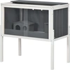 Image de PawHut Cage pour hamster, 3000 cm² cage pour hamster nain en bois et métal, avec 2 cabanes, portes en acrylique, stable, sûr, Gris+Blanc