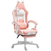 Image de HOMCOM Fauteuil Gamer avec Oreilles de Chat, dossier inclinable, repose-pieds escamotable, jusqu'à 120 kg, Rose/Blanc
