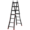 Image de HOMCOM Échelle télescopique, marches antidérapantes, charge maximale de 150 kg, en aluminium, noir+rouge