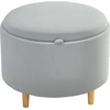 Image de HOMCOM Pouf Pouf Rembourré en Peluche Teddy, Espace de Rangement Caché, Couvercle Réversible, 56 cm x 56 cm x 42 cm, Gris