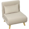 Image de HOMCOM Fauteuil pliant avec fonction de lit, Fauteuil de relaxation pliable en aspect velours, Dossier réglable, supporte jusqu'à 120 kg, Beige