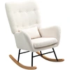 Image de HOMCOM Fauteuil à Bascule, revêtement pelucheux, rembourrage épais, coussin lombaire, antidérapant, Crème